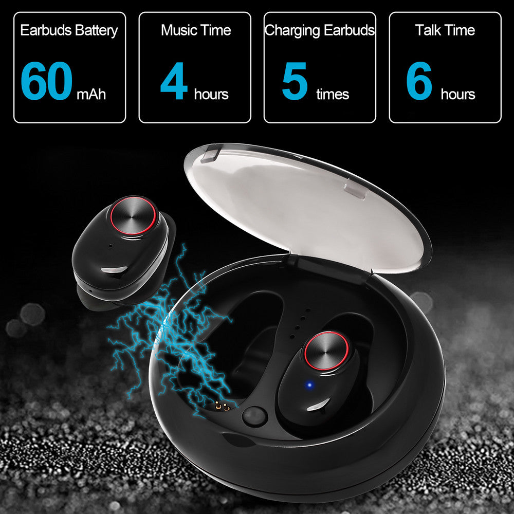 V5 TWS Bluetooth Headset True Wireless Earbus with QI-Enabled Wireless Charging Case IPX6 Waterproof Long Lasting 20