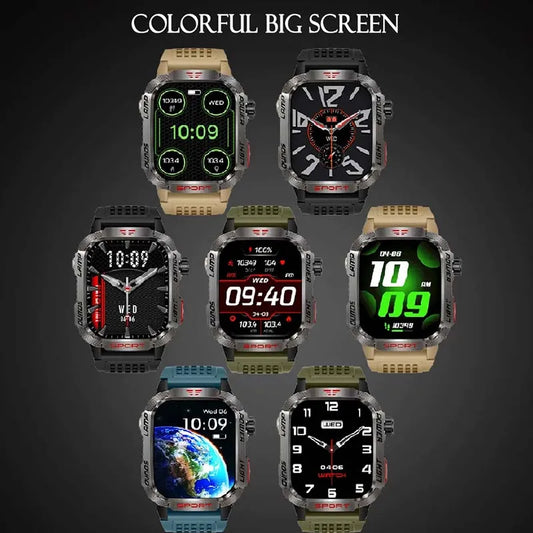GZYR 2.01" Screen Smart Watch Men Bluetooth Call 600 mAh Sports Waterproof Heart rate Blood Oxygen SmartWatch For Huawei Xiaomi