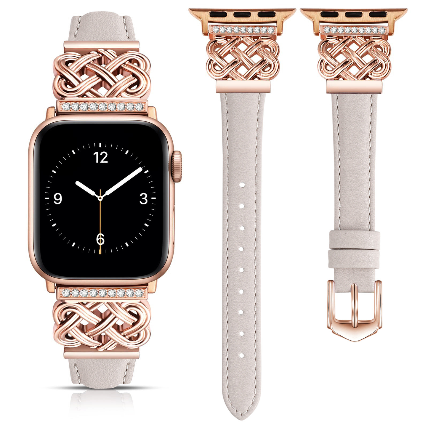 Apple Watch Strap with Chinese Knot and Diamond Inlay Metal Buckle for Series 1-10 and SE