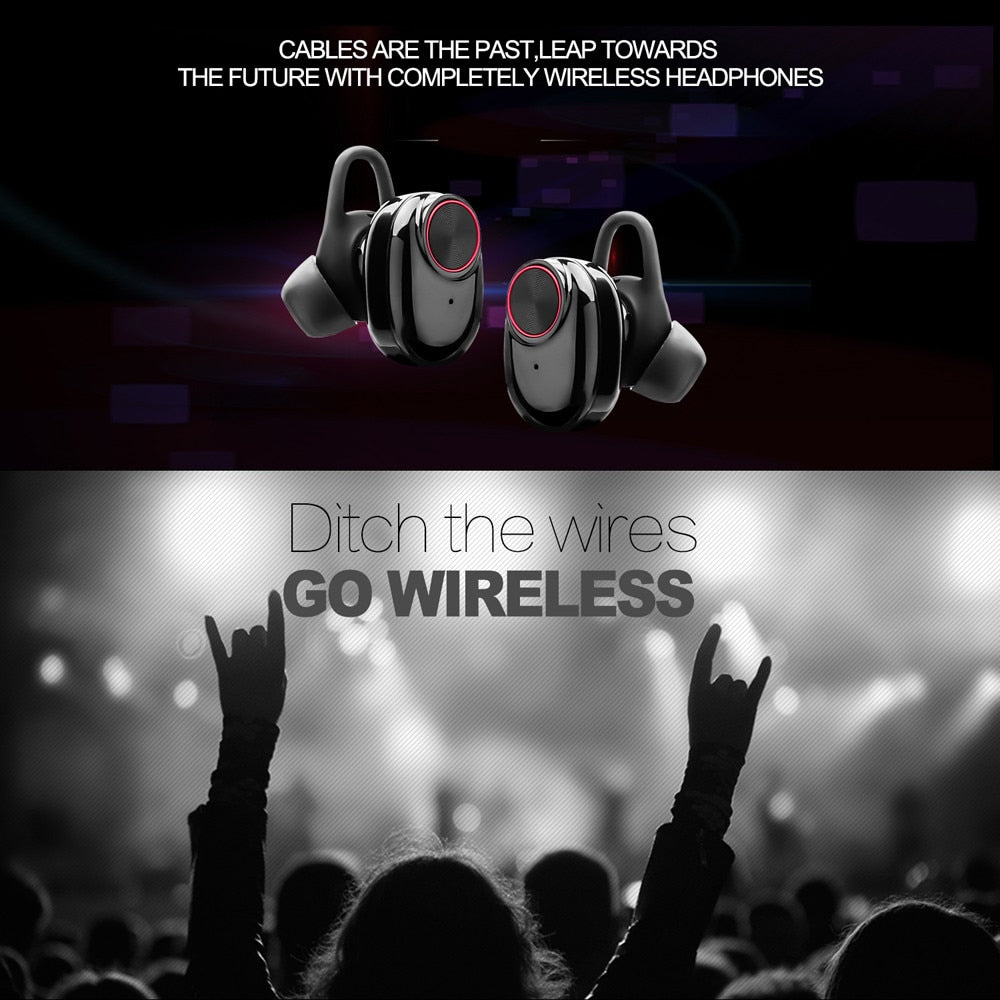 V5 TWS Bluetooth Headset True Wireless Earbus with QI-Enabled Wireless Charging Case IPX6 Waterproof Long Lasting 20